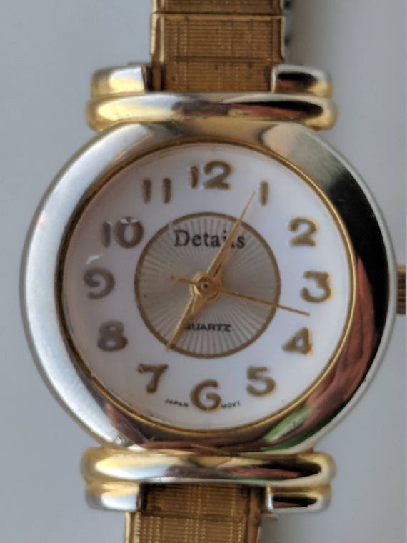 Women's Details Gold Tone Wristwatch NEW BATTERY - image 2