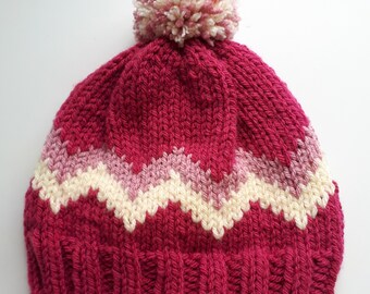 PATTERN ONLY - Pink Child's Bobble Hat