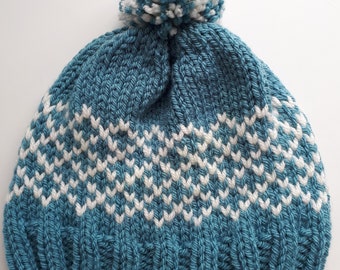 PATTERN ONLY - Blue Child's Bobble Hat