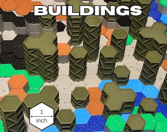 Hex Gelände Gebäude - 18 Teile 25mm Hexe für Lancer, Rollenspiel und Tabletop Spiele