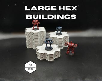 Hex Terrain Buildings - Große Stellfläche Industrielle 33 mm Hexe Bases für Lancer und RPG