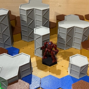ヘックス地形建物 - バトルテックスケールとランサーRPG用の33 mmヘックス18個