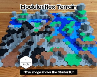 Komplettes modulares 1-Zoll-Hex-Terrain-Kit | Kompatibel mit 1 Zoll Hex Terrain | Tabletop Terrain System