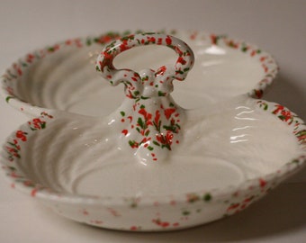 vintage christmas candy dish splatter speckled ceramic glaze white red green holiday retro - Christmas Candy Dish vintage christmas candy dish splatter speckled ceramic glaze white red green holiday retro - Christmas Candy Dish