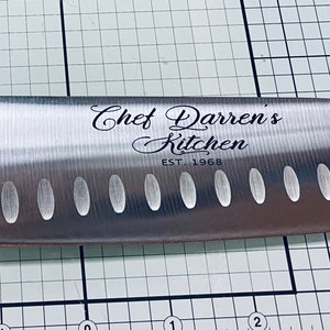 Engraved chef knife, engraved knife, chef gift ideas, custom knife, custom chef knife, personalized chef knife, 8” chef knife, black handle
