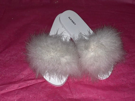 White Fluffy Slippers | Etsy