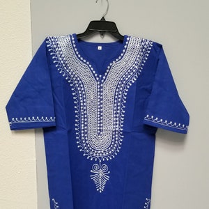 Embroidered African Clothing for men/women Dashiki S-7X Blue