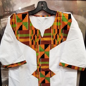 African clothing for men/women-Kente white/kente Dashiki S-7X