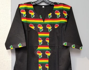 African Clothing for men/women Dashiki M-4X Black