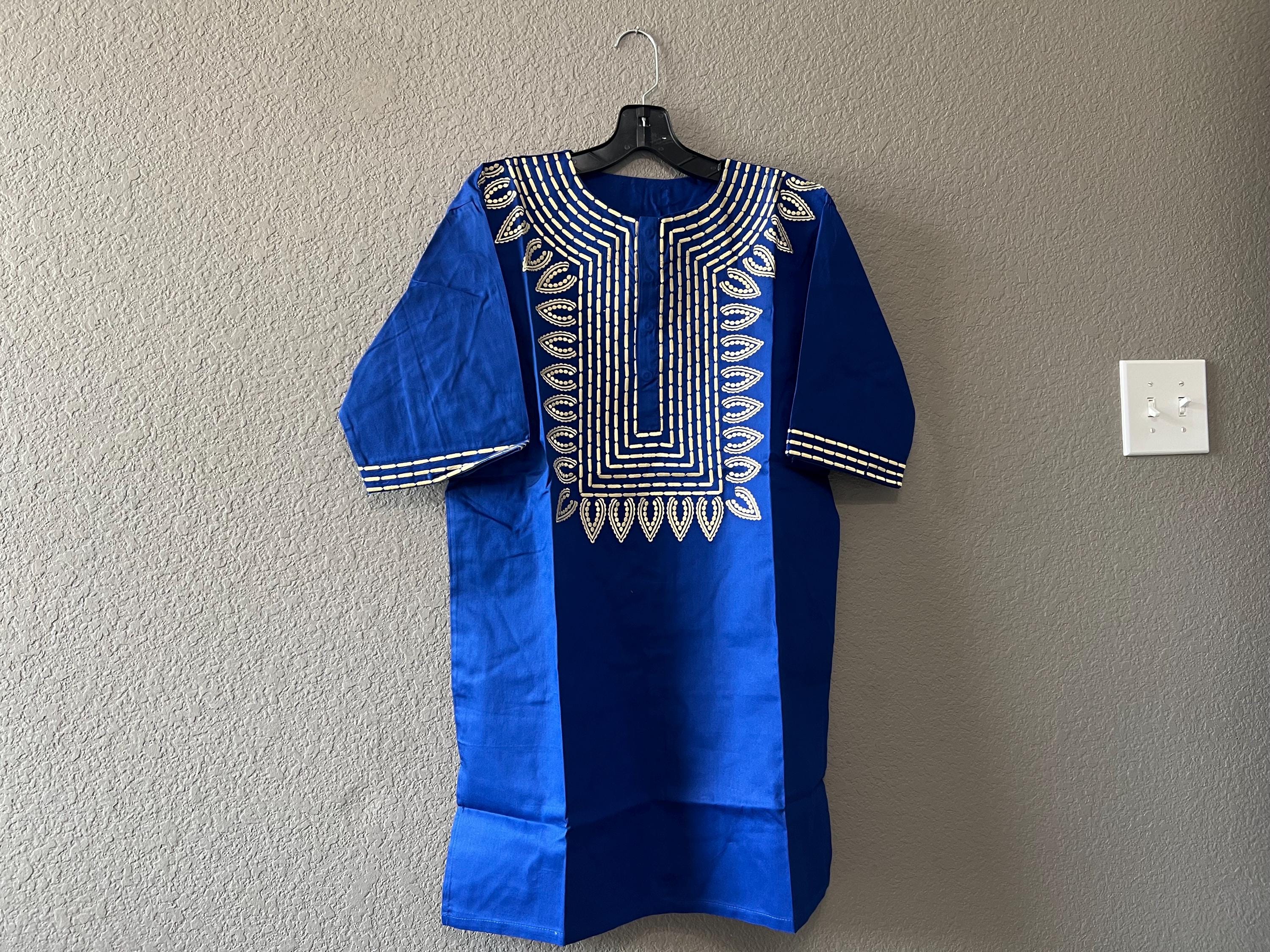 African Clothing for men Dashiki S-7X Blue