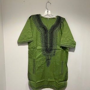 African clothing for men-Dashiki shirt S-7X Green