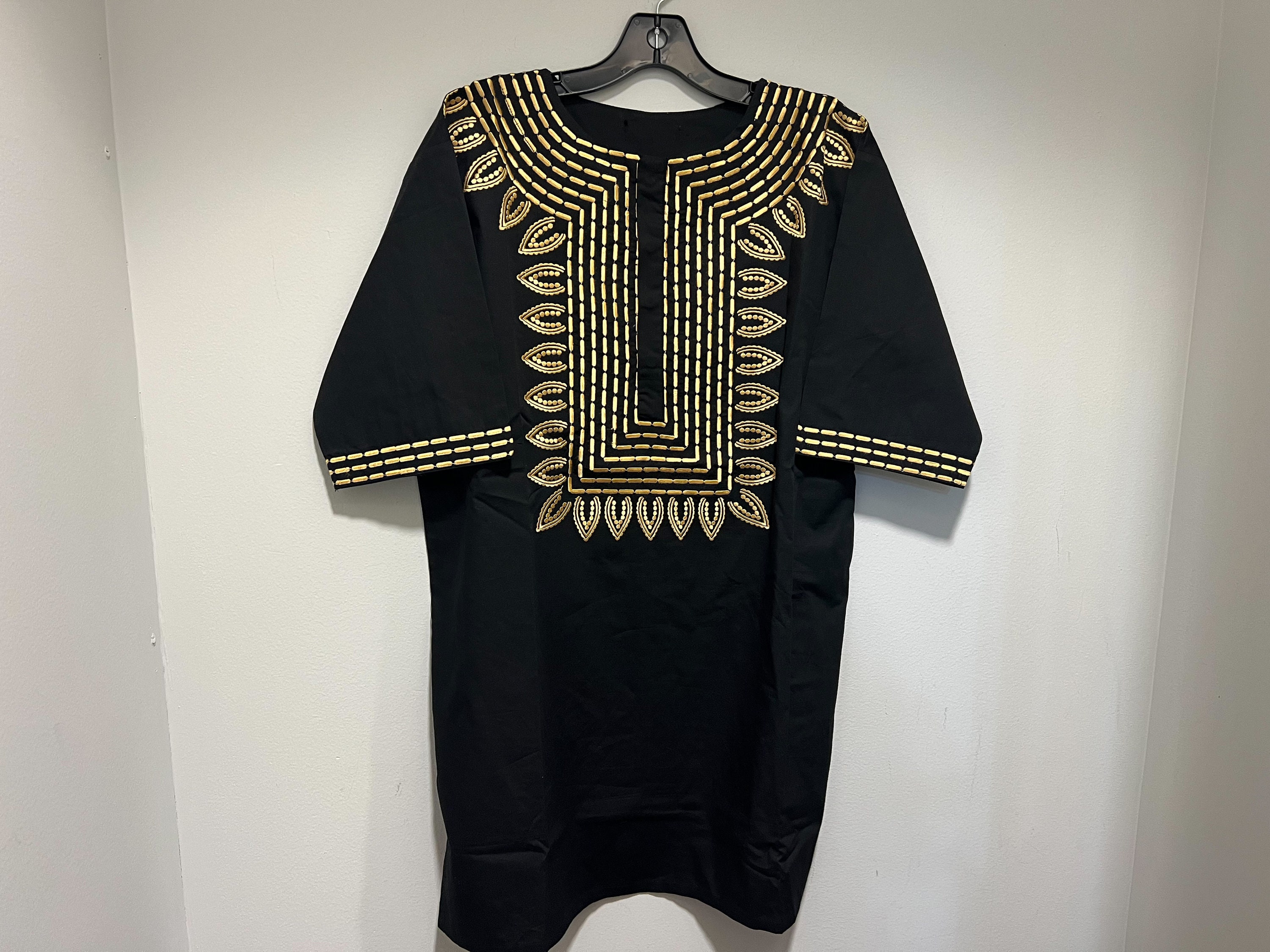 Embroidered African Clothing for men/ women Dashiki XS-7X black Dry Clean only