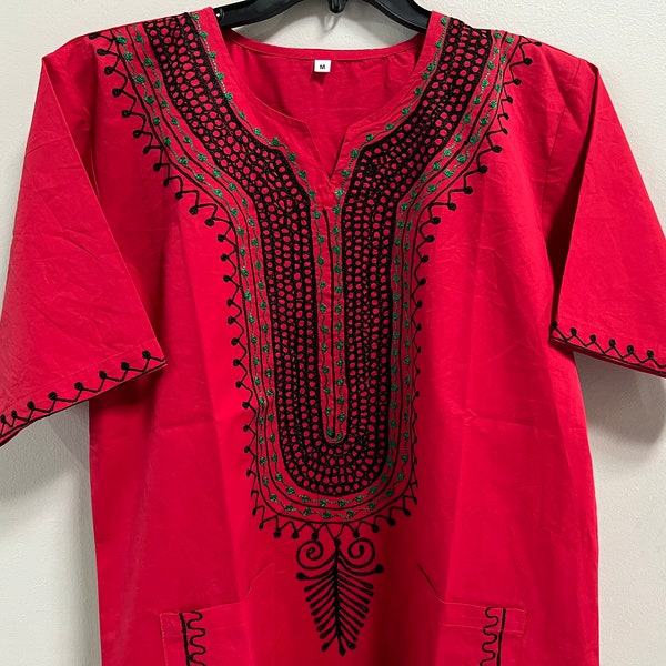 African Clothing for men-RBG Red Black and Green Dashiki xs-7x