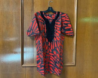 Men's Dashiki – African Clothing, 100% Cotton, Red, Sizes S-7X, Made In Nigeria, AFRICANA