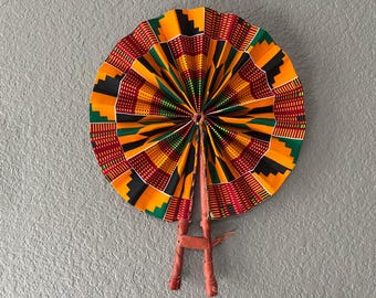 Handmade African print hand fan kente