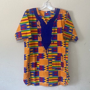 Embroidered African Clothing for men/ women Dashiki S-7X blue kente