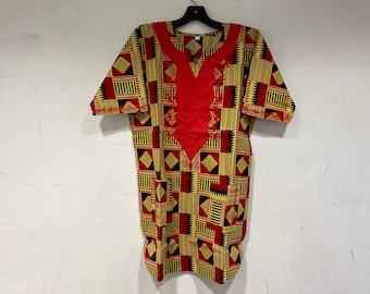 Embroidered African Clothing for men kente Dashiki S-7X red