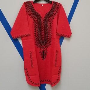 Embroidered African clothing for men/ women -Dashiki M-7x dark red