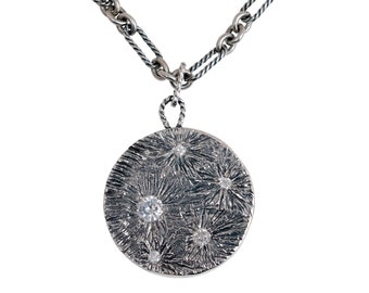 Wish upon the Moon Necklace Silver Full Moon with 5 Diamonds