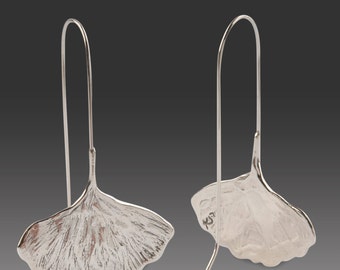 Ginkgo Leaf Earrings Sterling Silver