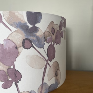 Watercolour style botanical Lampshade purple blue beige pink 40cm 30cm 25cm 20cm 15cm Fabric drum ceiling pendant or table lamp / floor lamp image 2