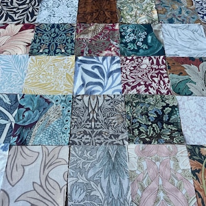 20 William Morris fabric quilting charm squares 5 inch or 2.5 inch patchwork sewing