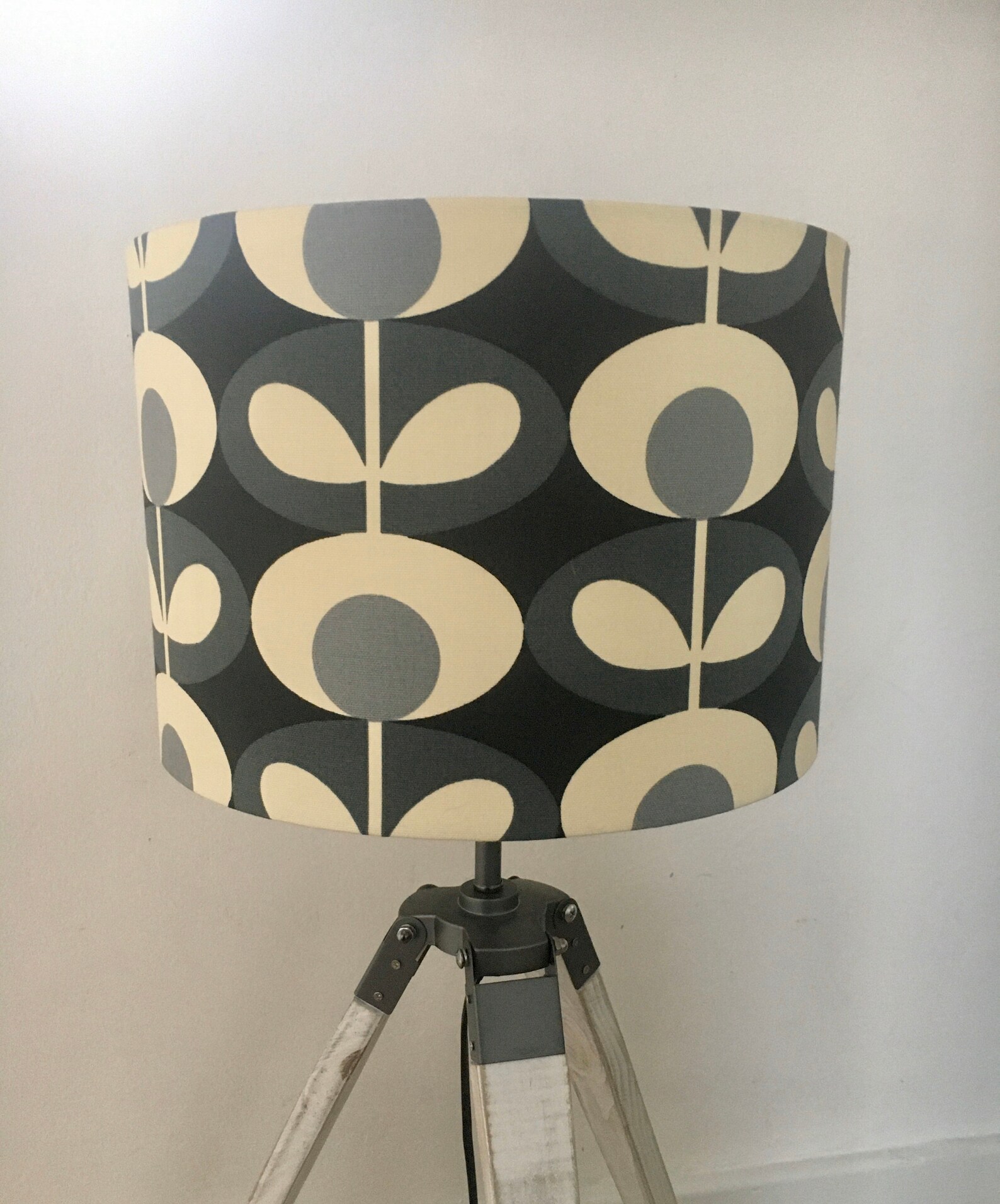 Orla Kiely Lampshade 40cm 30cm 25cm or 20cm Grey Oval Flower Etsy