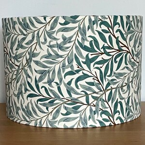 William Morris Willow Bough Teal Lampshade 40cm 30cm 25cm 20cm -Fabric drum ceiling pendant or table lamp large small green metallic gold