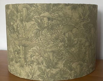 Olive green Mushroom pattern Lampshade 40cm 30cm 25cm 20cm 15cm Fabric drum ceiling pendant table lamp various sizes metallic arts & crafts