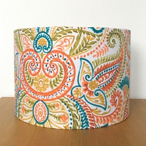 Bright paisley lampshade various sizes 40cm 30cm 25cm or 20cm - Fabric drum ceiling pendant or table lamp or floor lamp red green yellow