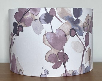 Watercolour style botanical Lampshade purple blue beige pink 40cm 30cm 25cm 20cm 15cm Fabric drum ceiling pendant or table lamp / floor lamp