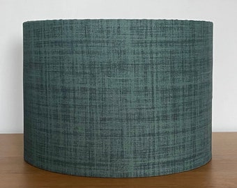 Dark green fabric lampshade with a subtle pattern -20cm 25cm 30cm or 40cm drum ceiling pendant or table lamp or floor lamp large