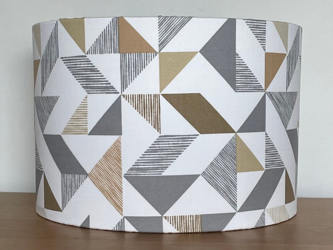 Triangular Lampshade Grey Earthy Geometric Triangle Patterned Lampshade 40cm 30cm 25cm 20cm ...