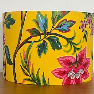 Yellow floral Lampshade 40cm 30cm 25cm or 20cm - Bright Flower pink red purple Fabric Handmade drum ceiling pendant or table lamp