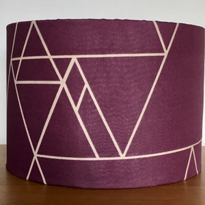 Purple plum geometric patterned fabric lampshade - ceiling pendant or table lamp 15 20 25 30 or 40cm Large small metallic gold golden brown