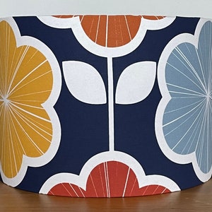 Retro style floral patterned Lampshade 40cm 30cm 25cm 20cm 15cm Fabric drum ceiling pendant table floor lamp navy blue orange yellow