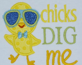 Chicks Dig Me Embroidery  Design - Applique Easter Design - Easter Embroidery Design - Boys Embroidery Designs
