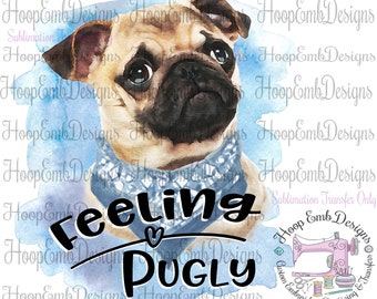 Pug Sublimation Transfers, Ready to Press, Custom Printed Animal Transfer, Heat Press Design, Pug Dog Lover Designs
