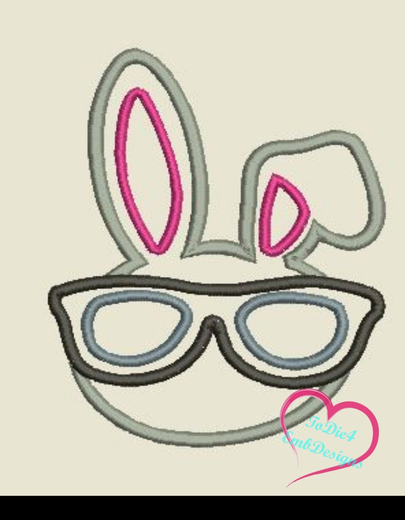 Cool Boy Bunny Easter Embroidery Design Applique Design, Sunglass Bunny Applique, Embroidery Bunny Applique, Easter Boy Bunny image 2
