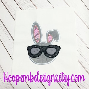 Cool Boy Bunny Easter Embroidery Design Applique Design, Sunglass Bunny Applique, Embroidery Bunny Applique, Easter Boy Bunny image 1