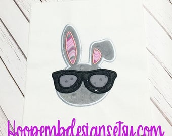 Cool Boy Bunny Easter Embroidery Design - Applique Design, Sunglass Bunny Applique, Embroidery Bunny Applique, Easter Boy Bunny