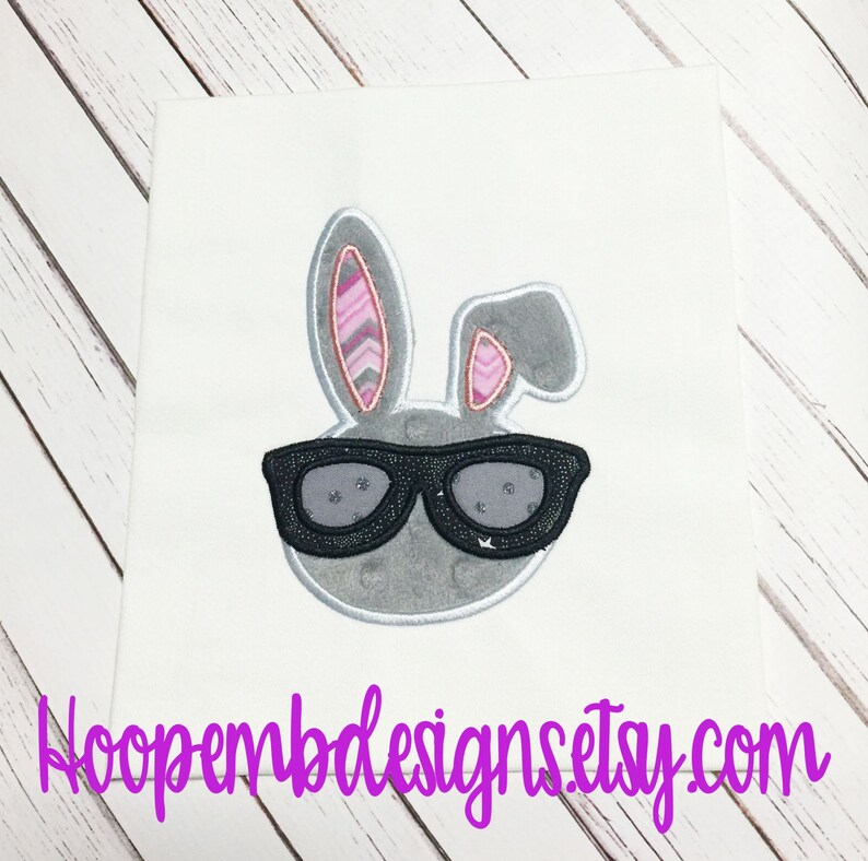 Cool Boy Bunny Easter Embroidery Design Applique Design, Sunglass Bunny Applique, Embroidery Bunny Applique, Easter Boy Bunny image 1