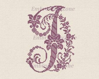 Monogram Letter I machine embroidery design style of French hand cross-stitch and Classic cross-stitch, font i. Not whole alphabet.