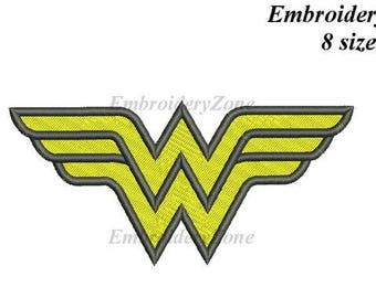 designs Logo Wonder Woman machine embroidery design (Filled). Not APPLIQUE. 8 sizes. Embroidery pattern Wonderwoman Friend of Batman.