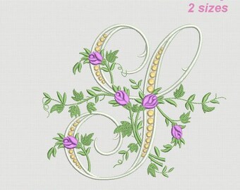 S monogram Machine Embroidery design letter S from beautiful alphabet from old book Font S embroidery pattern. Hoop 5x7 6x10. 2 sizes .