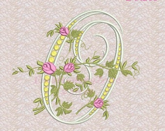 O monogram Machine Embroidery design letter O from beautiful alphabet from old book Font O embroidery pattern. Hoop 5x7 6x10. 2 sizes.