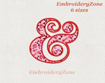 Large ampersand applique embroidery design machine Sign of an ampersand for monogram initial or wedding letter font. 6 sizes