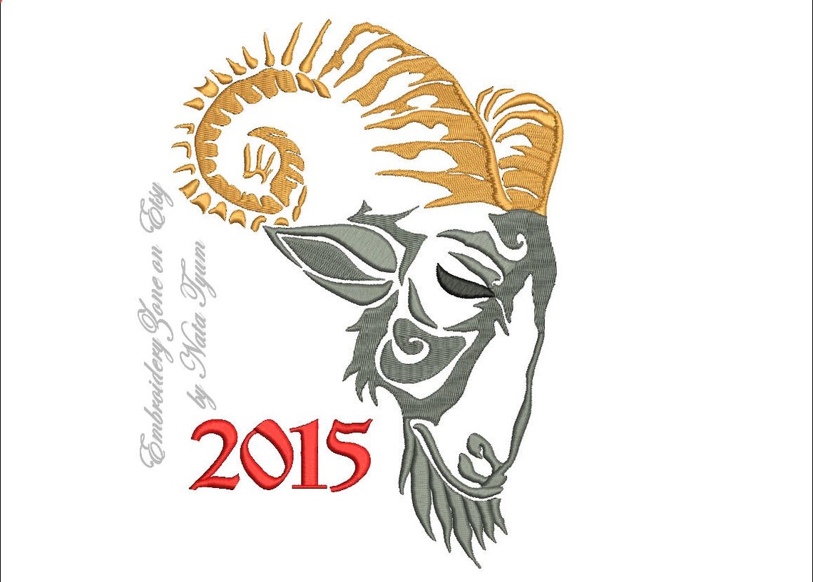 Goat Embroidery Machine Embroidery Design Goat. A Goat With Etsy