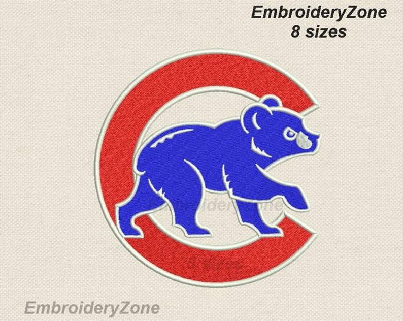 Chicago Cubs with bear Embroidery Design Full filling Etsy