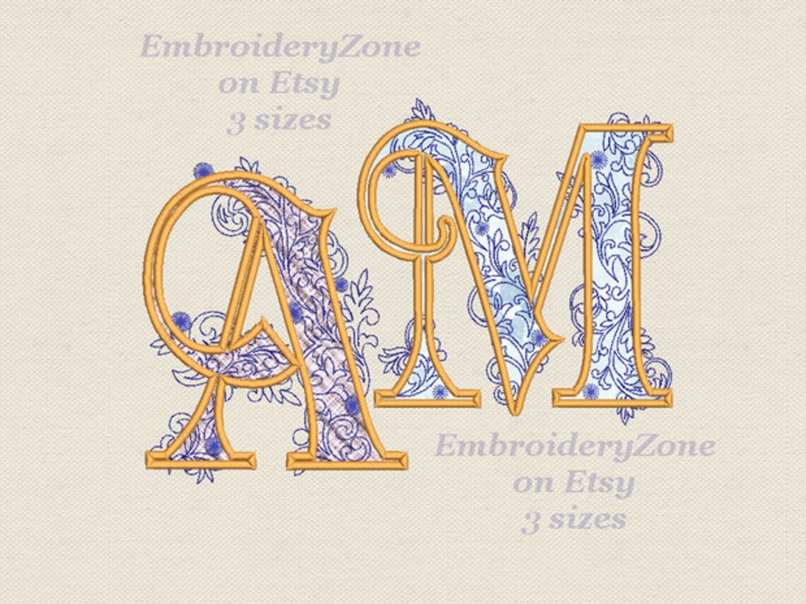 Large letter M Applique machine embroidery design Monogram M Etsy